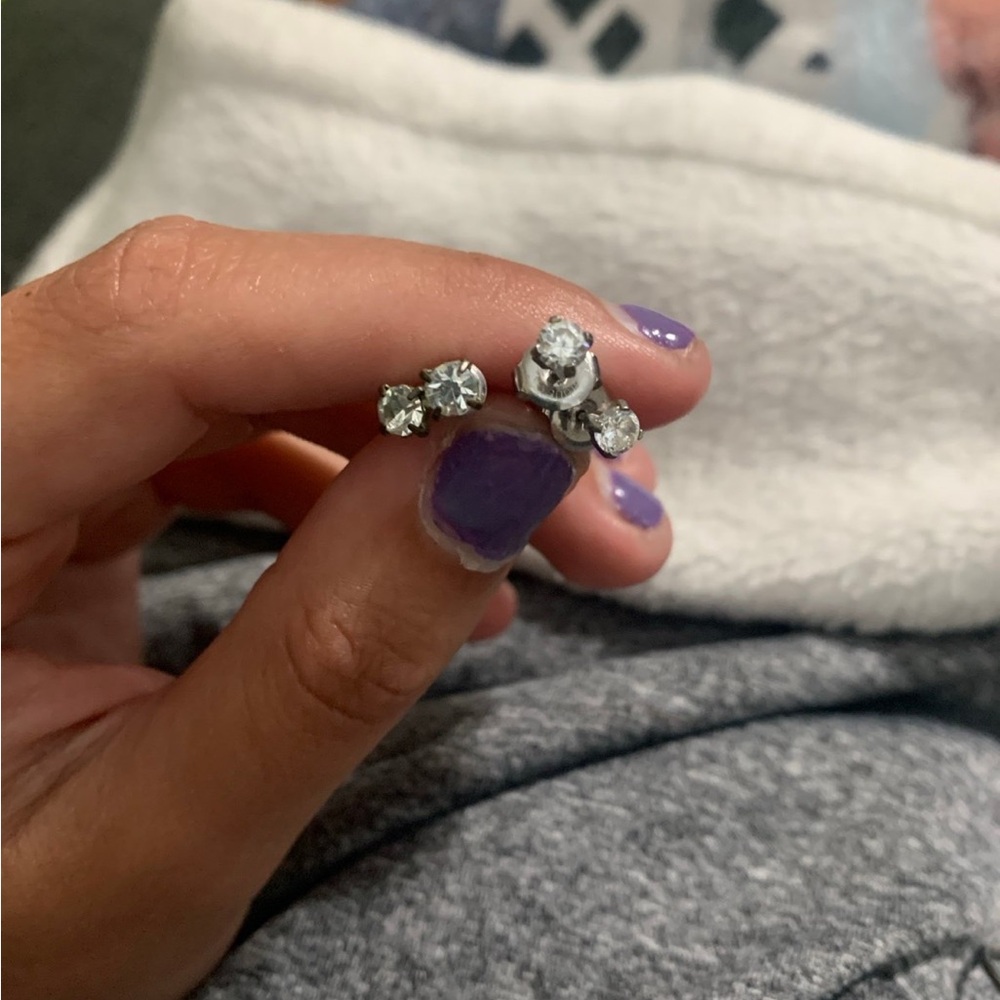 Elegant Silver Crystal Stud Earrings